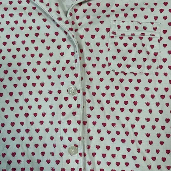 Roller Rabbit 100% Pima Cotton Hearts Polo Pajama Top in Pink Size Medium - Picture 3 of 7